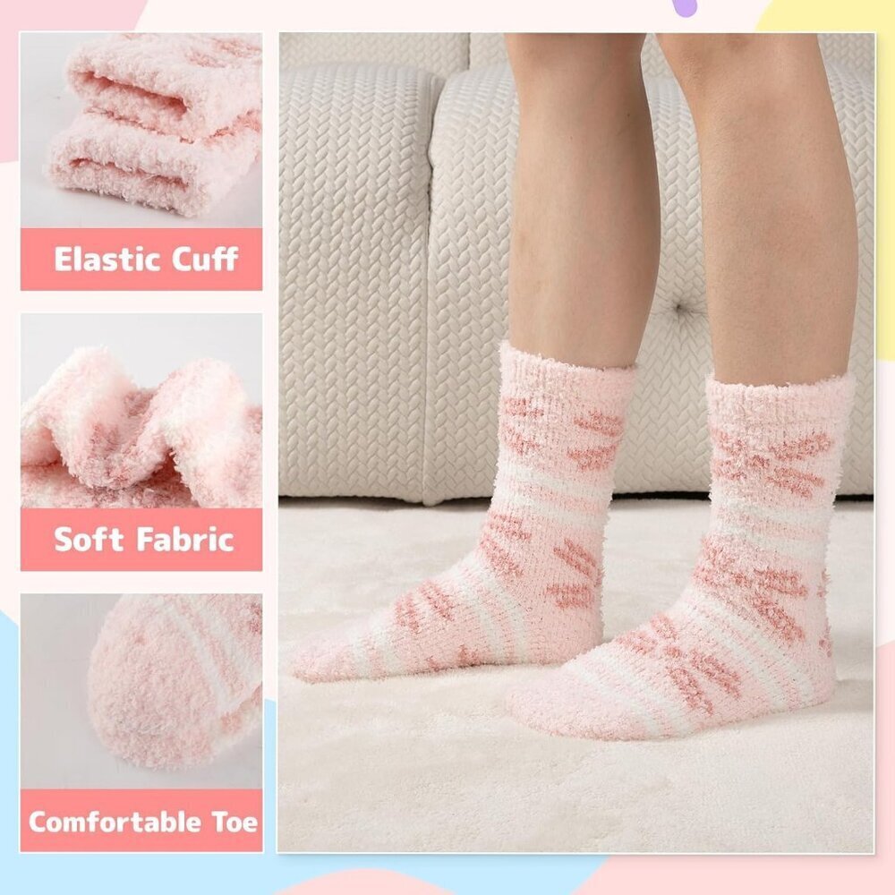 Women's Fuzzy Socks 5 Pairs for Warm Fluffy Cozy Winter Soft Home Slipper Socks - Picture 5 of 7